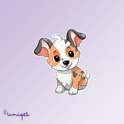 استیکر سگ بامزه با لکه های طوسی